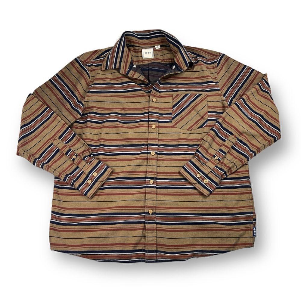 Rowm Striped Button Front Shirt Size Large